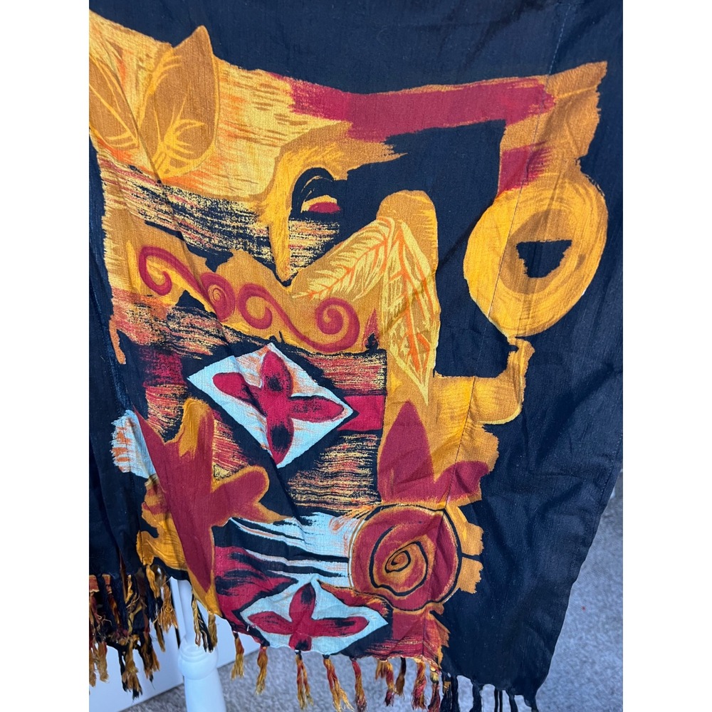 NWT Southwest Indian Foundation Kimono Cover Up Black Orange‎ Red Abstract - Picture 3 of 11